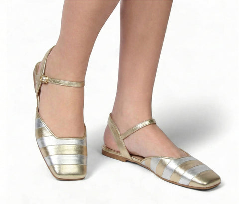 Sapatilha Bicolor Caramella Dourado e Prateado