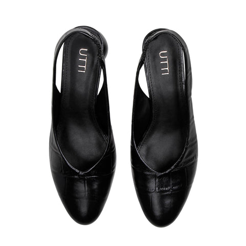Scarpin Slingback Daphne em Maxi Croco Preto