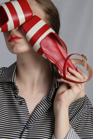 Sapatilha Bicolor Caramella Vermelho e Off white