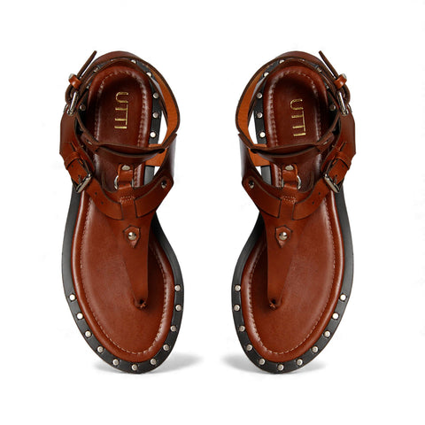 Sandália Rasteira Aria Caramelo