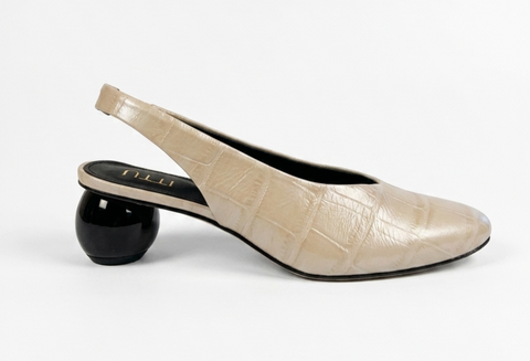 Scarpin Slingback Daphne em Maxi Croco Off White