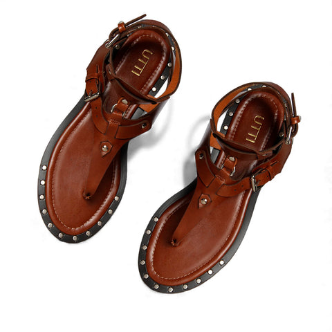 Sandália Rasteira Aria Caramelo