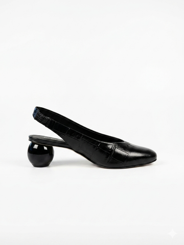 Scarpin Slingback Daphne em Maxi Croco Preto