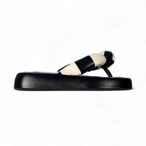 Sandália Flatform Lucca Preto e Off white