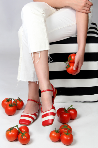 Sapatilha Bicolor Caramella Vermelho e Off white
