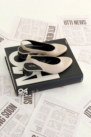 Scarpin Slingback Daphne em Maxi Croco Off White
