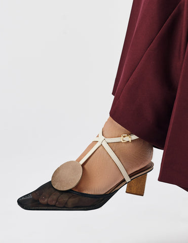 Scarpin Slingback Lolita Preto e Off White
