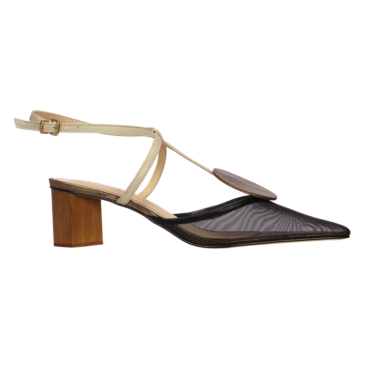 Scarpin Slingback Lolita Preto e Off White