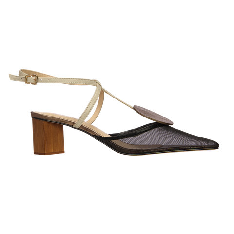 Scarpin Slingback Lolita Preto e Off White