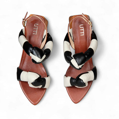 Sandália Firenze Preto, Off white e Marrom